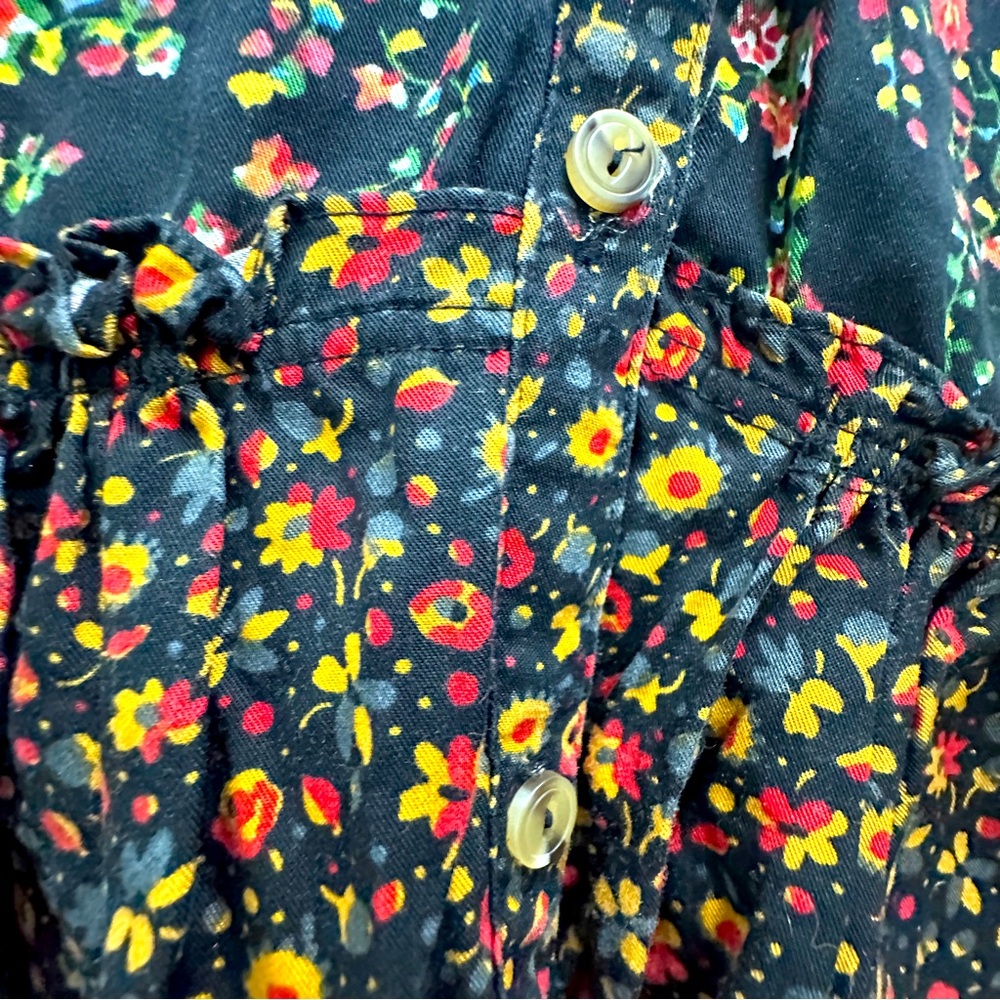 Anthropologie Black Floral Long-Sleeve Tiered Dress - Picture 6 of 16